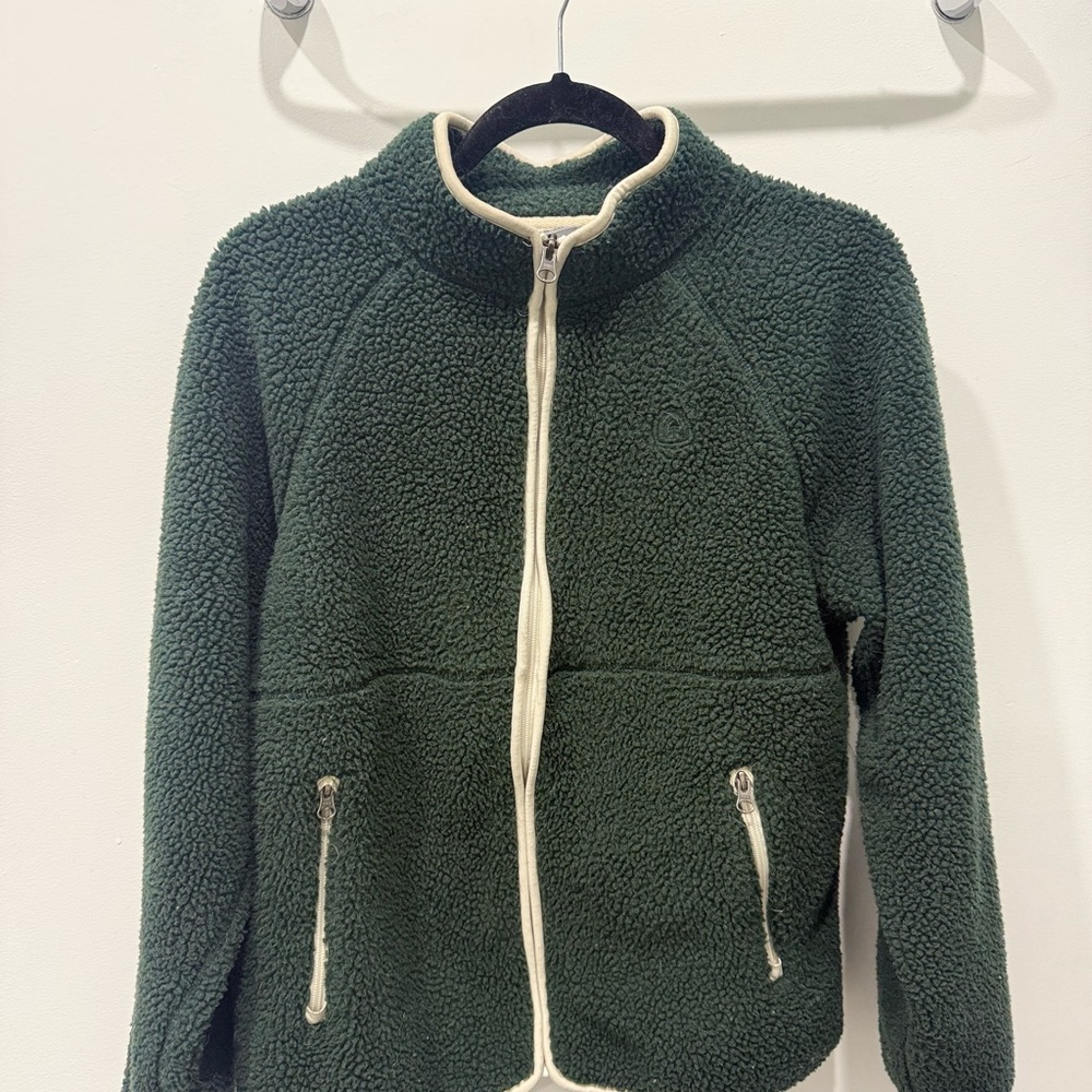 Green Sherpa Zip-Up Sweater Jacket Sierra Designa